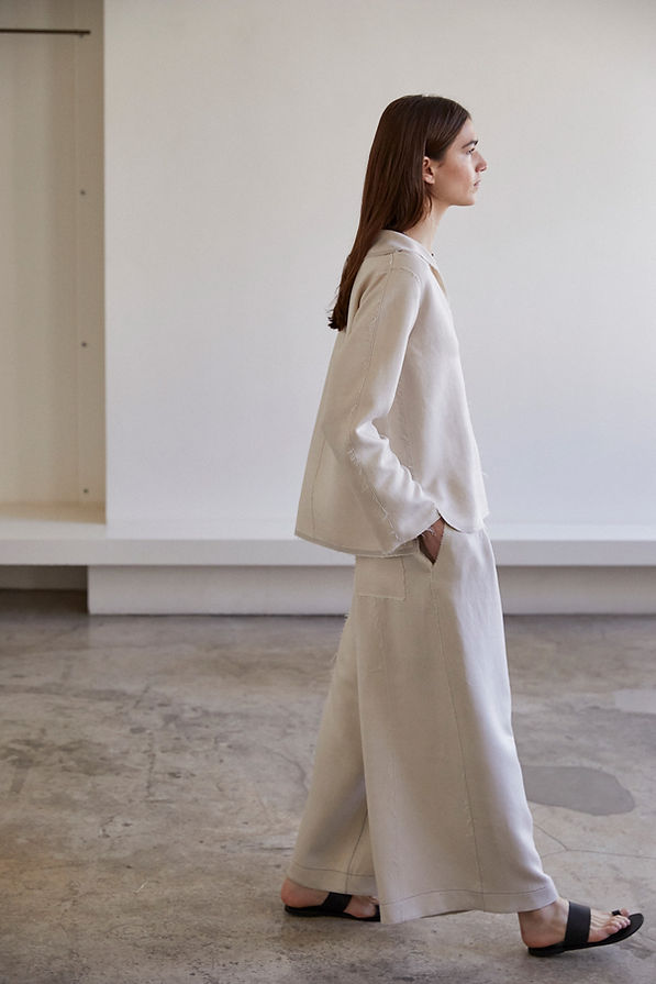 Tumbled Duchess Throw Back Collar Tunic. Tumbled Duchess Culottes