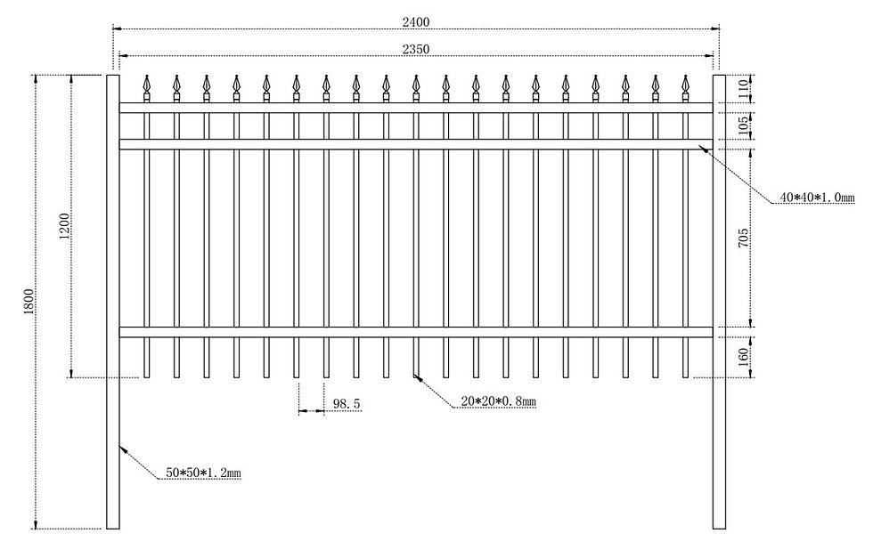 Thumbnail: 8' x 4' Spear Top Fence Panel