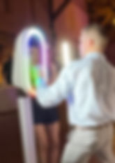 wedding guest entering his phone number in the selfie station to get digital copies of his images. Tucson Photo Booth rentals
