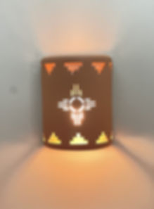 Medium Cylinder Wall Sconce with Zia Design and Tierstep Necklace Top/Bottom