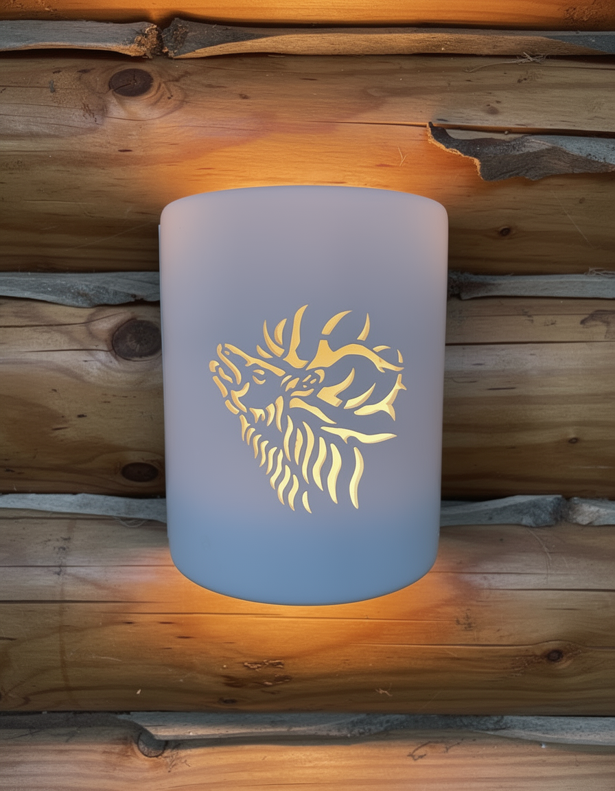 Thumbnail: Medium Cylinder Wall Sconce with Elk Design