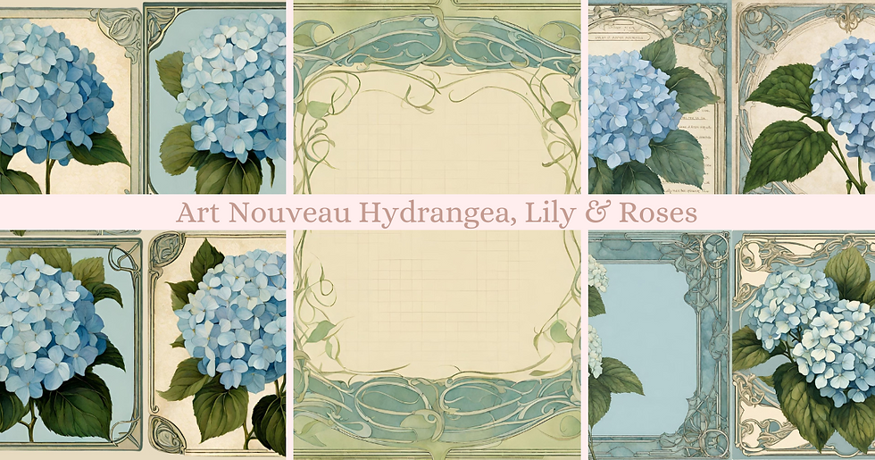 Miniature : Art Nouveau Hydrangea, Lily and Roses