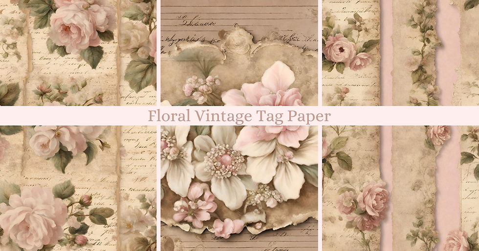 Thumbnail: Floral Vintage Tag Paper - digital