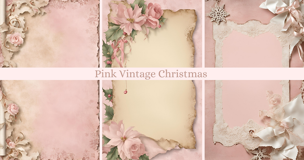 Miniature : digital pink vintage Christmas paper