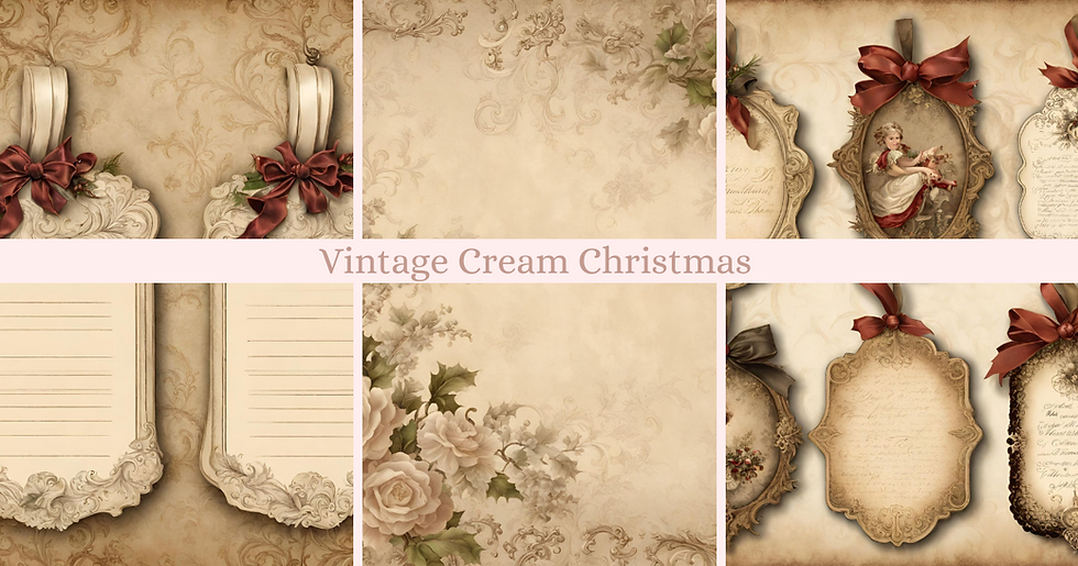 Thumbnail: Vintage Cream Christmas digital paper