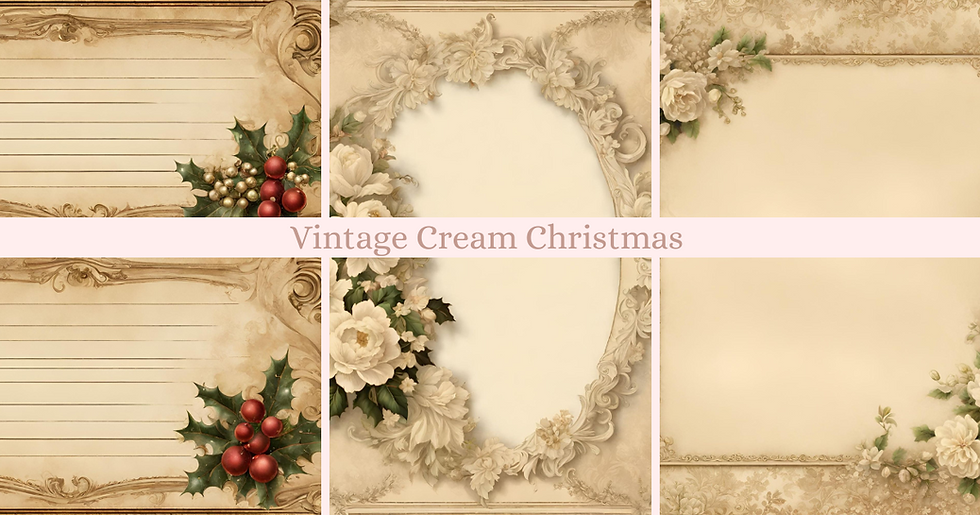 Thumbnail: Vintage Cream Christmas digital paper