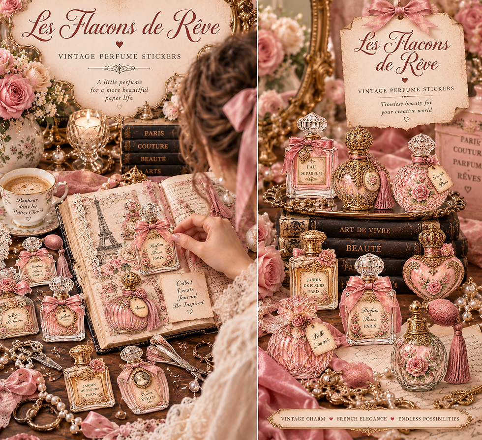 Miniature : Les Flacons de Rêve - Vintage Perfume Bottle Sticker Collection - Two Sets