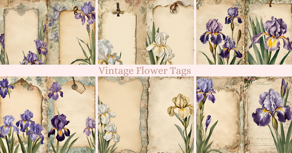 Miniature : Vintage Flower Tags Digital Paper