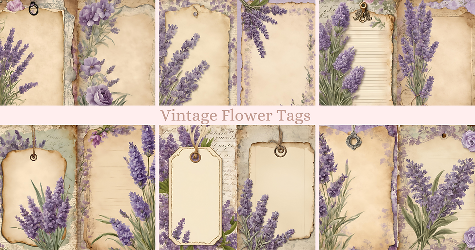 Thumbnail: Vintage Flower Tags Digital Paper