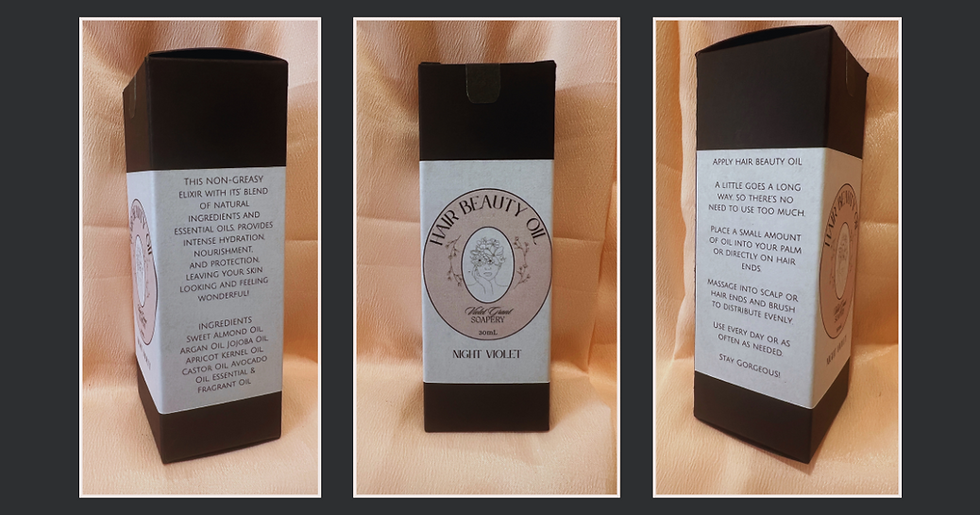 Miniature : hair beauty oil in black box packaging 