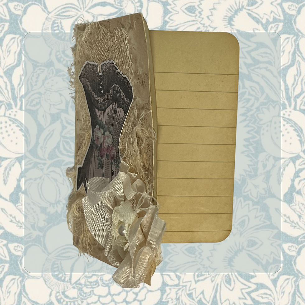 Thumbnail: Vintage Style Journal Notelets with Pink Floral Corsets