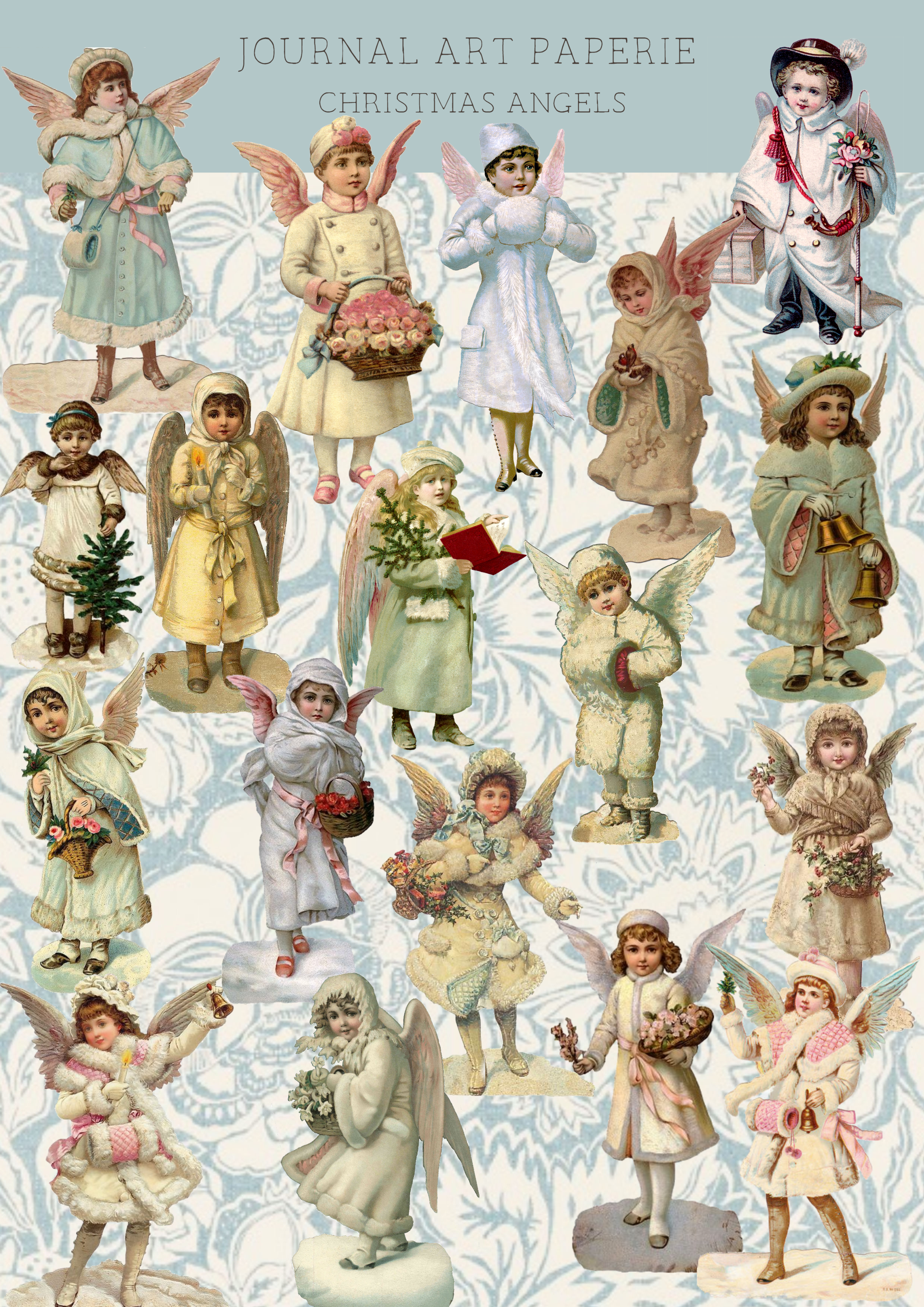 Victorian Christmas Angels Die Cut Stickers