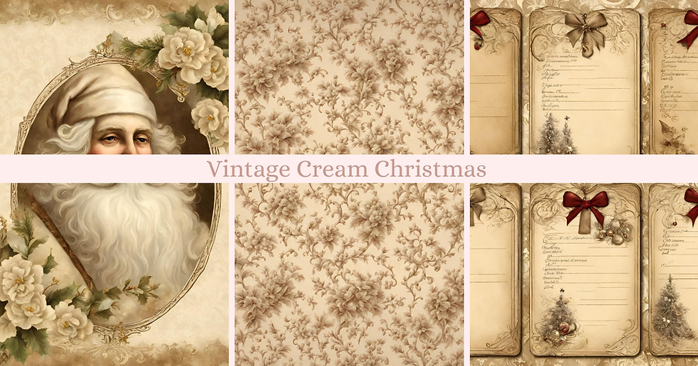 Miniature : Vintage Cream Christmas digital paper