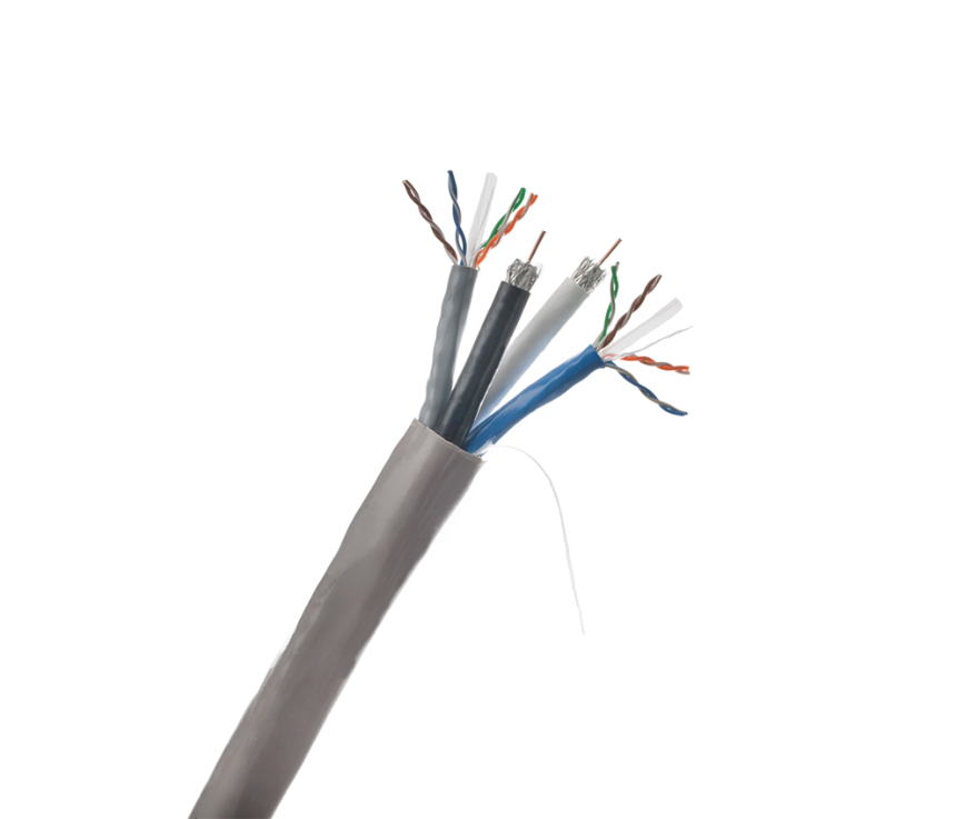 Wirepath™ 2x Cat 6 550Mhz + 2x RG-6QS CCS Center Wire - 500 ft. Spool (Gray)