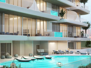 Natuzzi Harmony Residences at Dubai Islands, showcasing modern waterfront architecture blending Italian design with Arabian elegance.