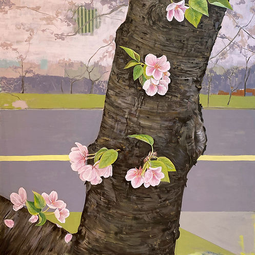 Cherry Tree, a botanical painting on canvas by Kazaan Viveiros