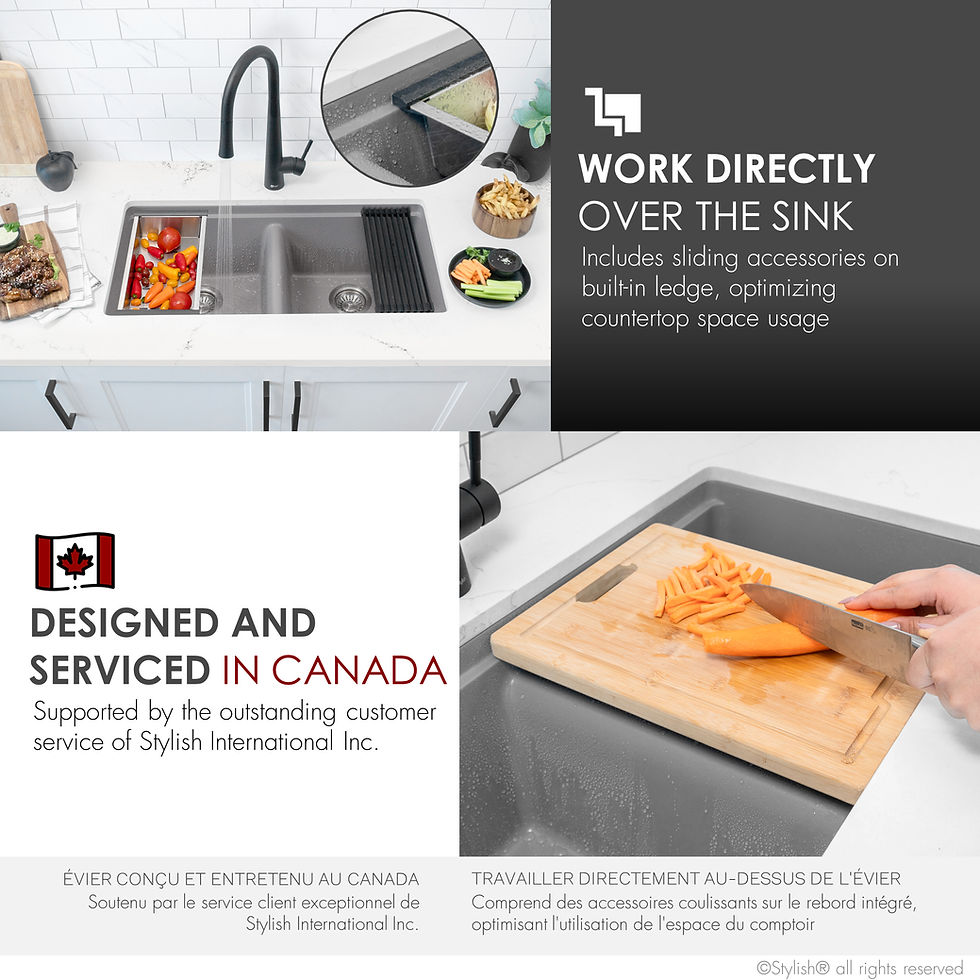 Thumbnail: STYLISH 33'' BANFF S-833WL Gray Composite Granite Kitchen Sink