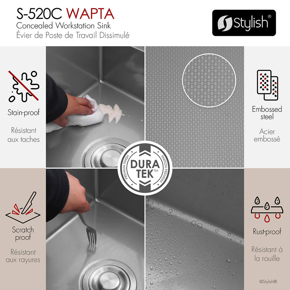 Thumbnail: STYLISH 20'' WAPTA S-520C Workstation Single Bowl Concealed Sink