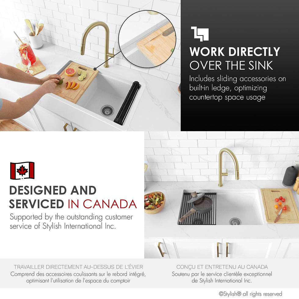 Thumbnail: STYLISH 30'' WATERTON S-831WH White Composite Granite Kitchen Sink