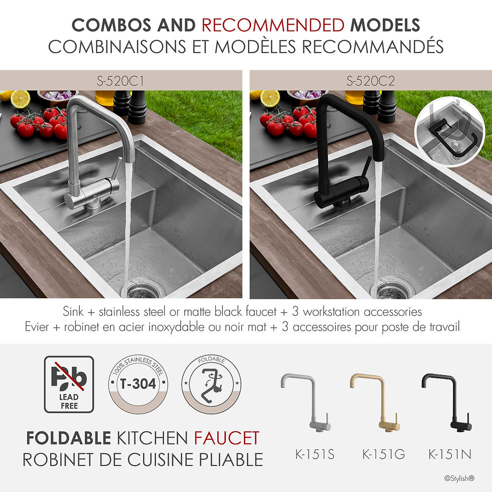 Thumbnail: STYLISH 20'' WAPTA S-520C Workstation Single Bowl Concealed Sink