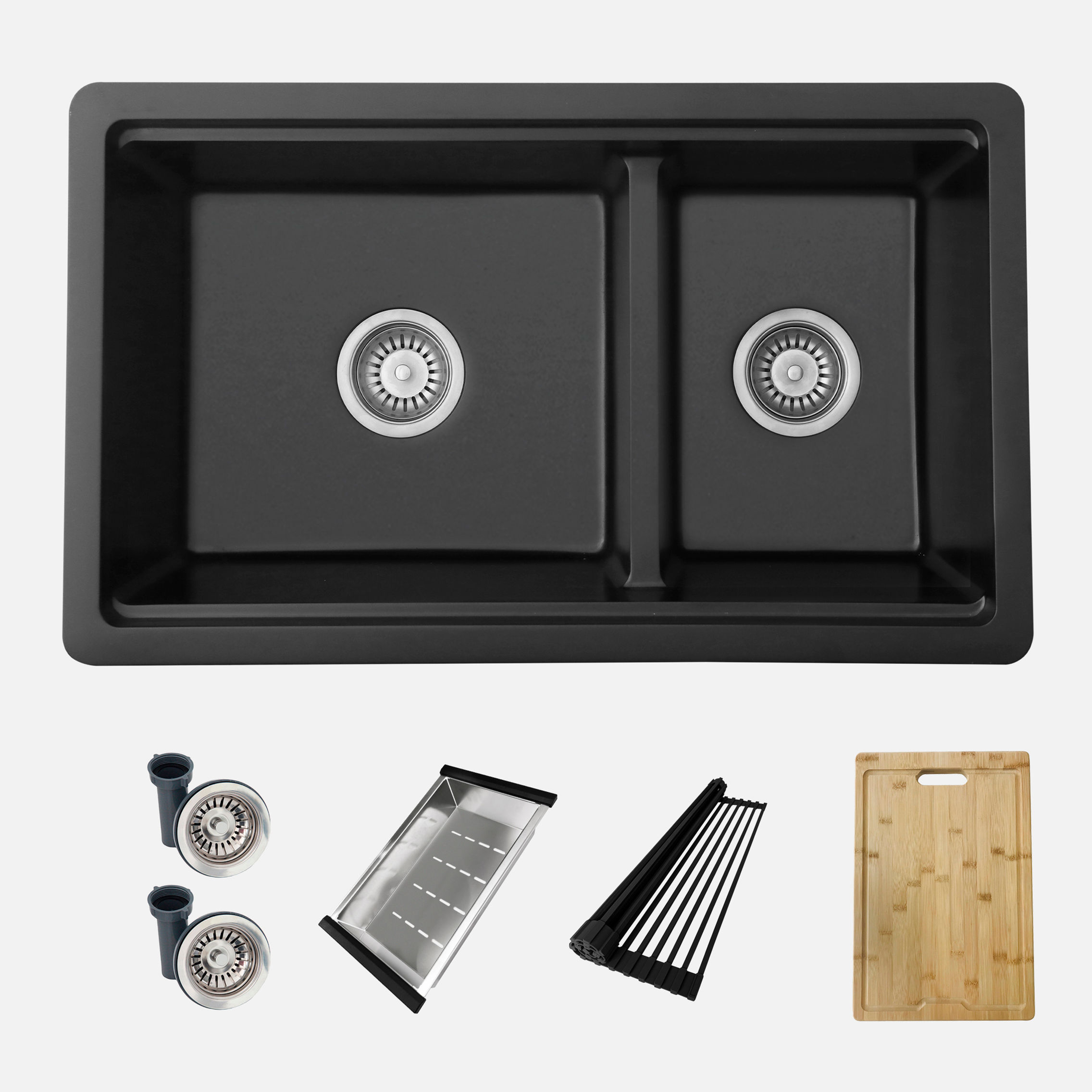 STYLISH 30'' WATERTON S-831WN Black Composite Granite Kitchen Sink