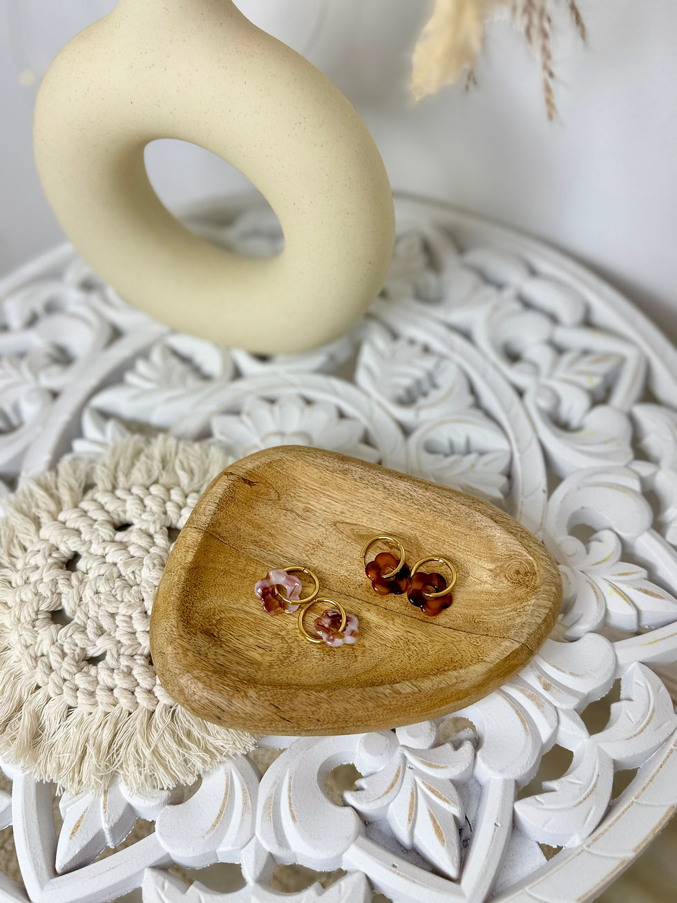 Miniature : Boucles d’oreilles FLORA-CREAMY petites