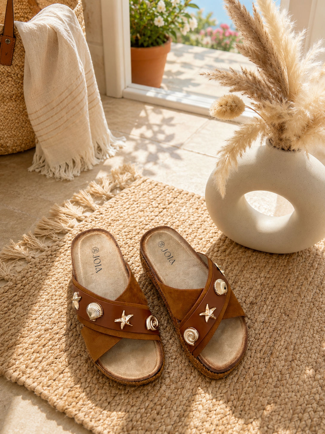 Mules CROISETTE camel