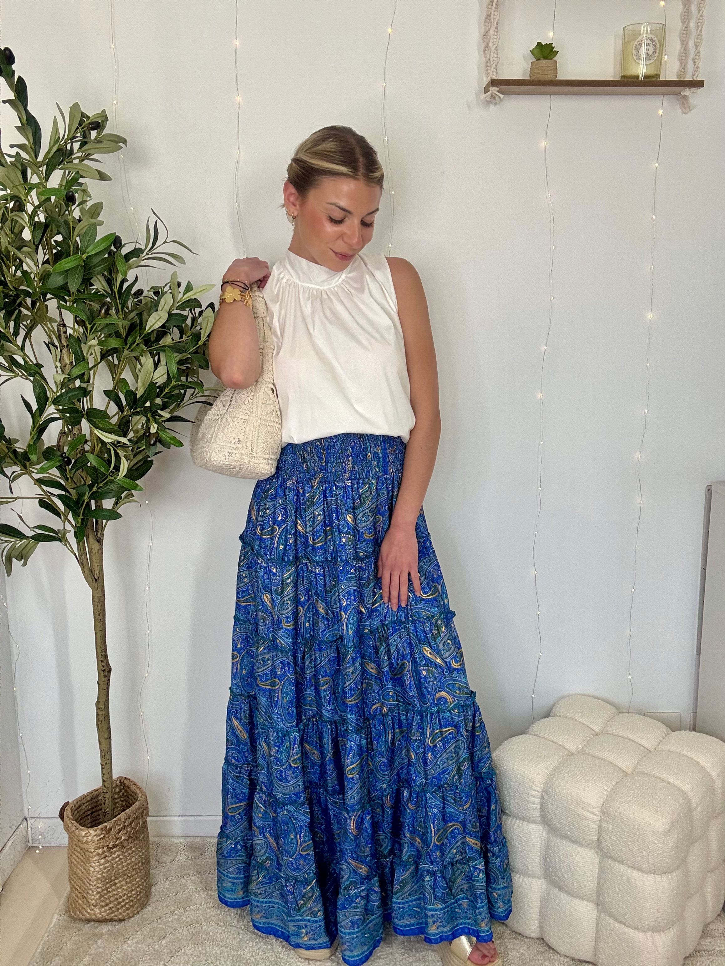 Jupe INDIENNE bleu roi