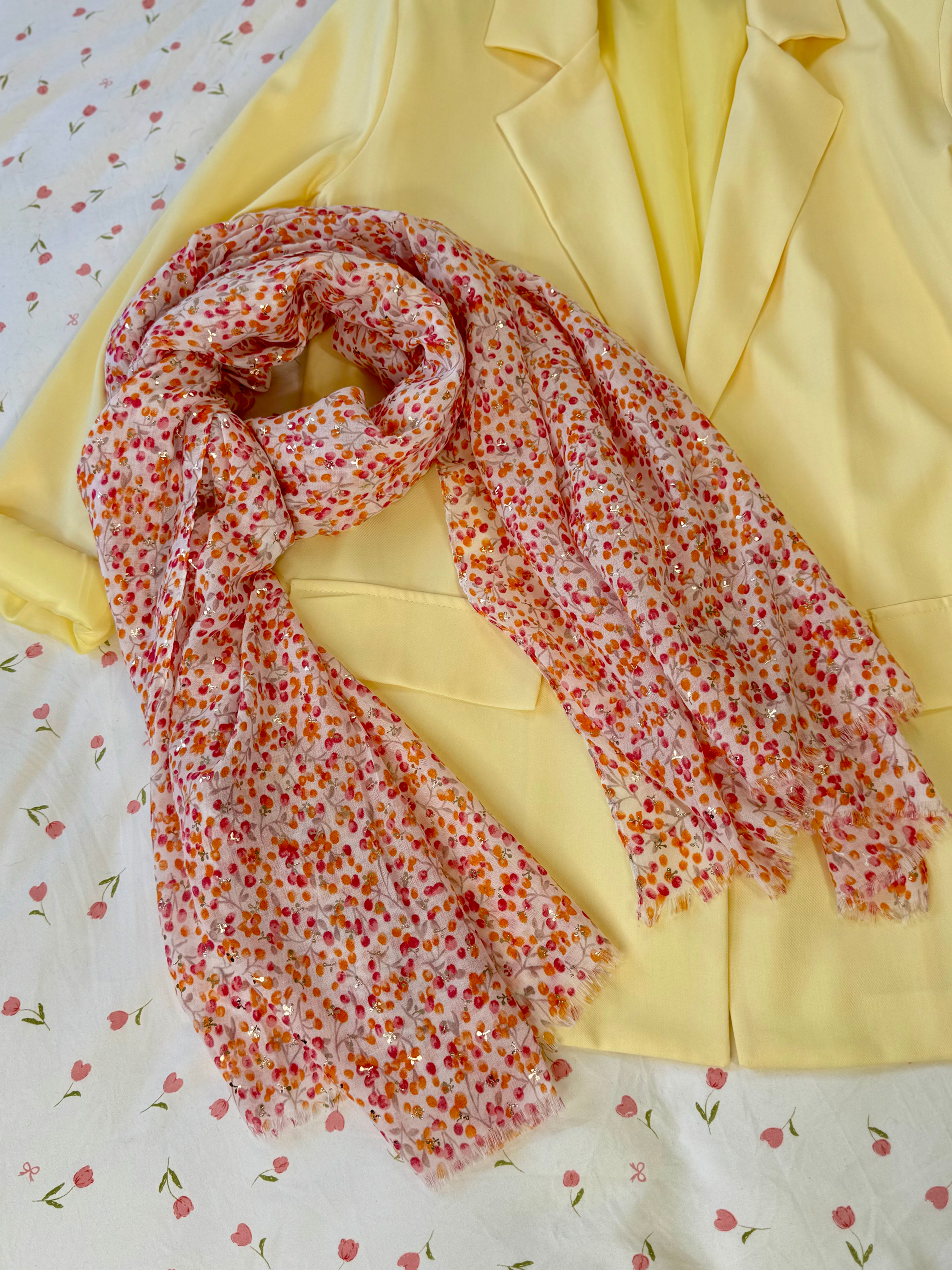 Écharpe SPRING fleuris doré