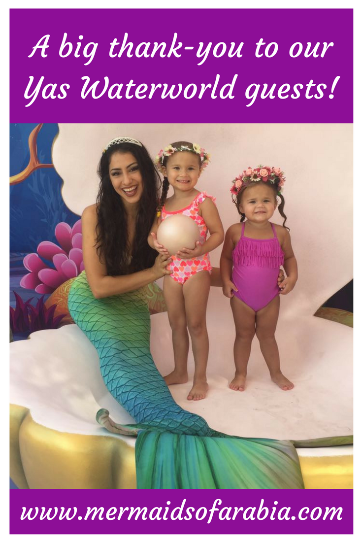 Two girls and a mermaid at Yas Waterworld