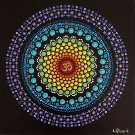 Toile mandala par l'artiste Mélanie Boutin - Les pierres joyeuses