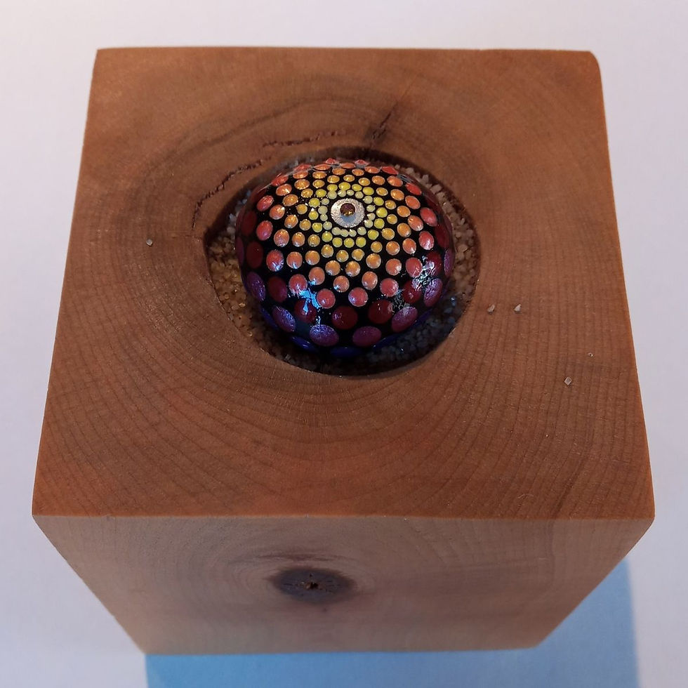 Peinture sur roche 129 vue de côté par l'artiste Mélanie Boutin - les pierres joyeuses