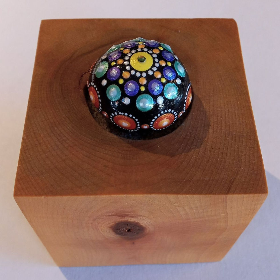 Peinture sur roche 117 vue de côté par l'artiste Mélanie Boutin - les pierres joyeuses