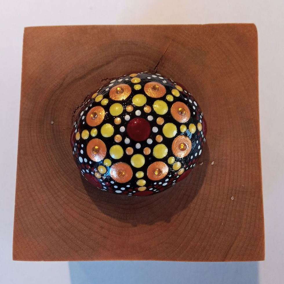 Peinture sur roche 139 vue de haut par l'artiste Mélanie Boutin - les pierres joyeuses