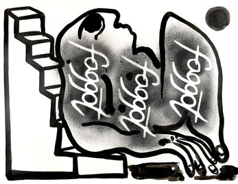 The Stairs. Ink on paper. 65x50cm. 2024