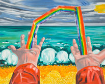 Holding a rainbow. Oil on-canvas. 100x80cm. 2017
