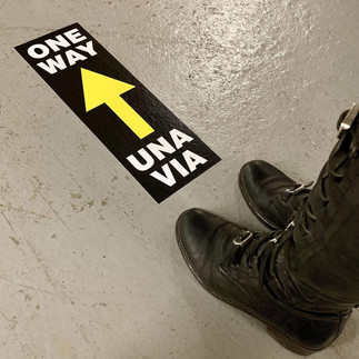 one way una via safety floor decals