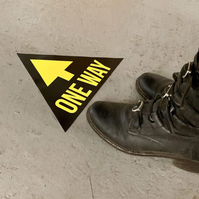 one way directional floor signs