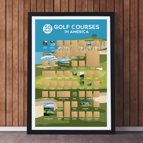 50 BEST GOLF COURSES SCRATCH OFF POSTER Scratch Off Golf