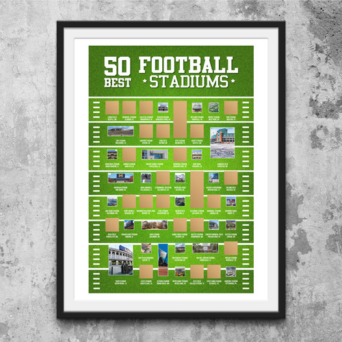 50 BEST FOOTBALL STADIUMS Scratch Off Posters