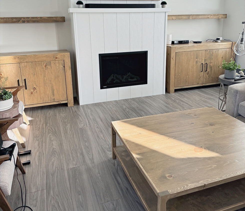 Custom pine living room cabinets and coffee table