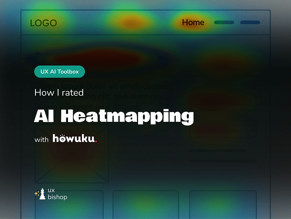 Cover slide with the title “How I rated AI Heatmapping with Howuku. UX AI Toolbox branding with background heatmap pattern.