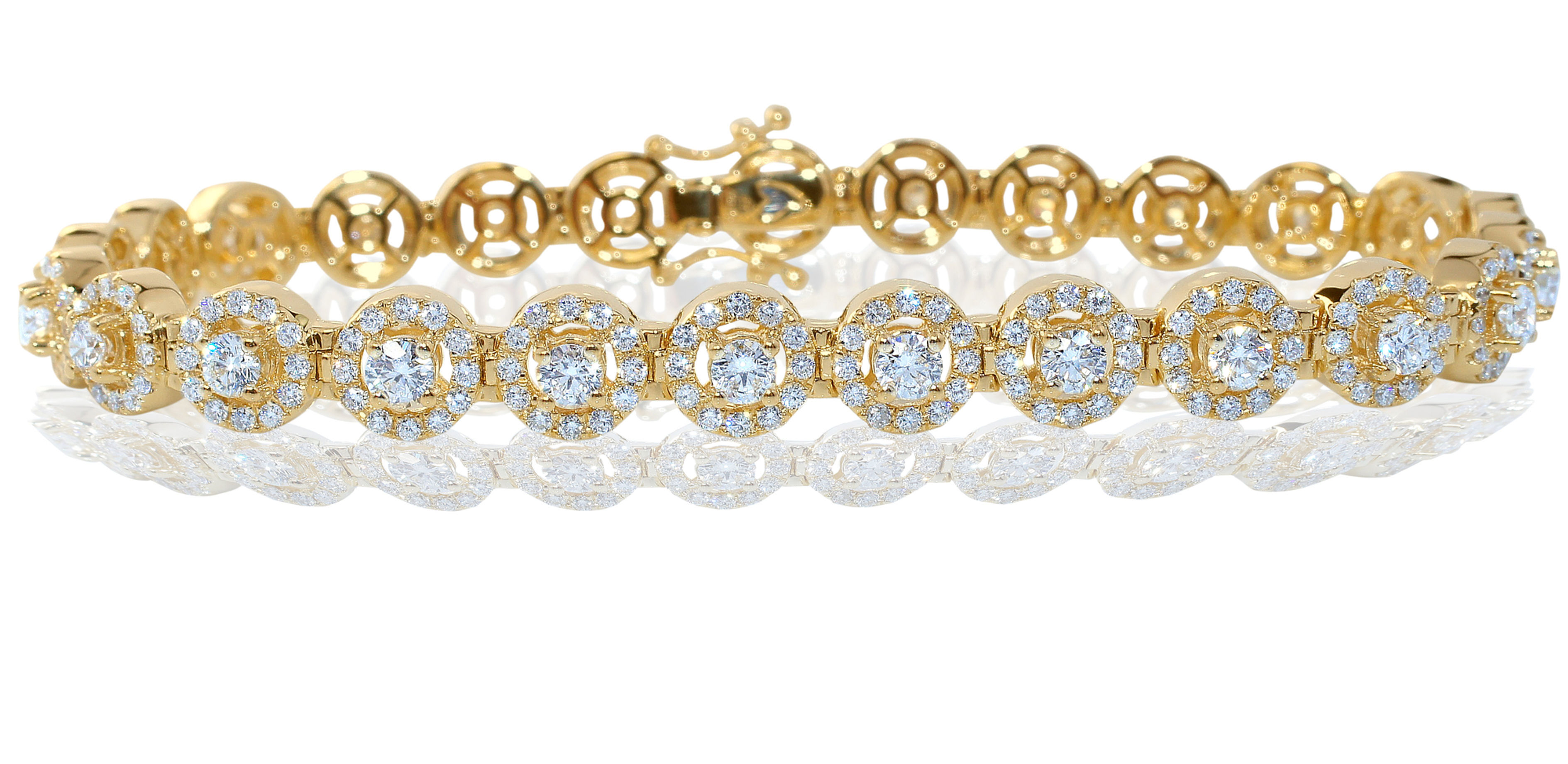 HALO DIAMOND TENNIS BRACELET IN 18K GOLD "ANGELIC"