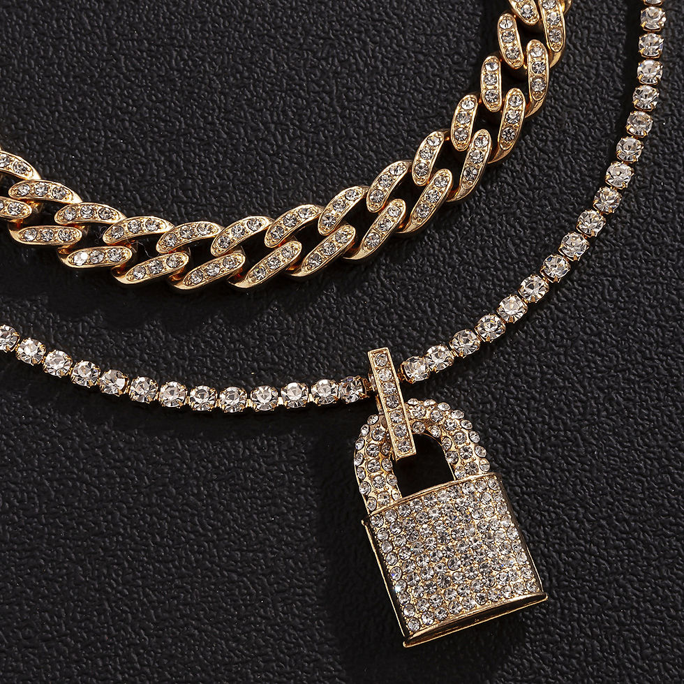 Thumbnail: Ensemble de Chaîne Cubaine avec "Pendentif Cadenas"