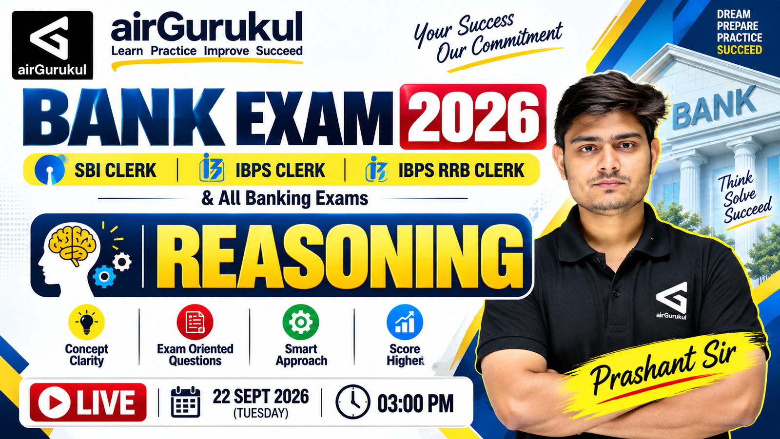 BANK EXAM 2026 | REASONING LIVE CLASS | SBI Clerk, IBPS Clerk & RRB Clerk | Prashant Sir – airGurukul