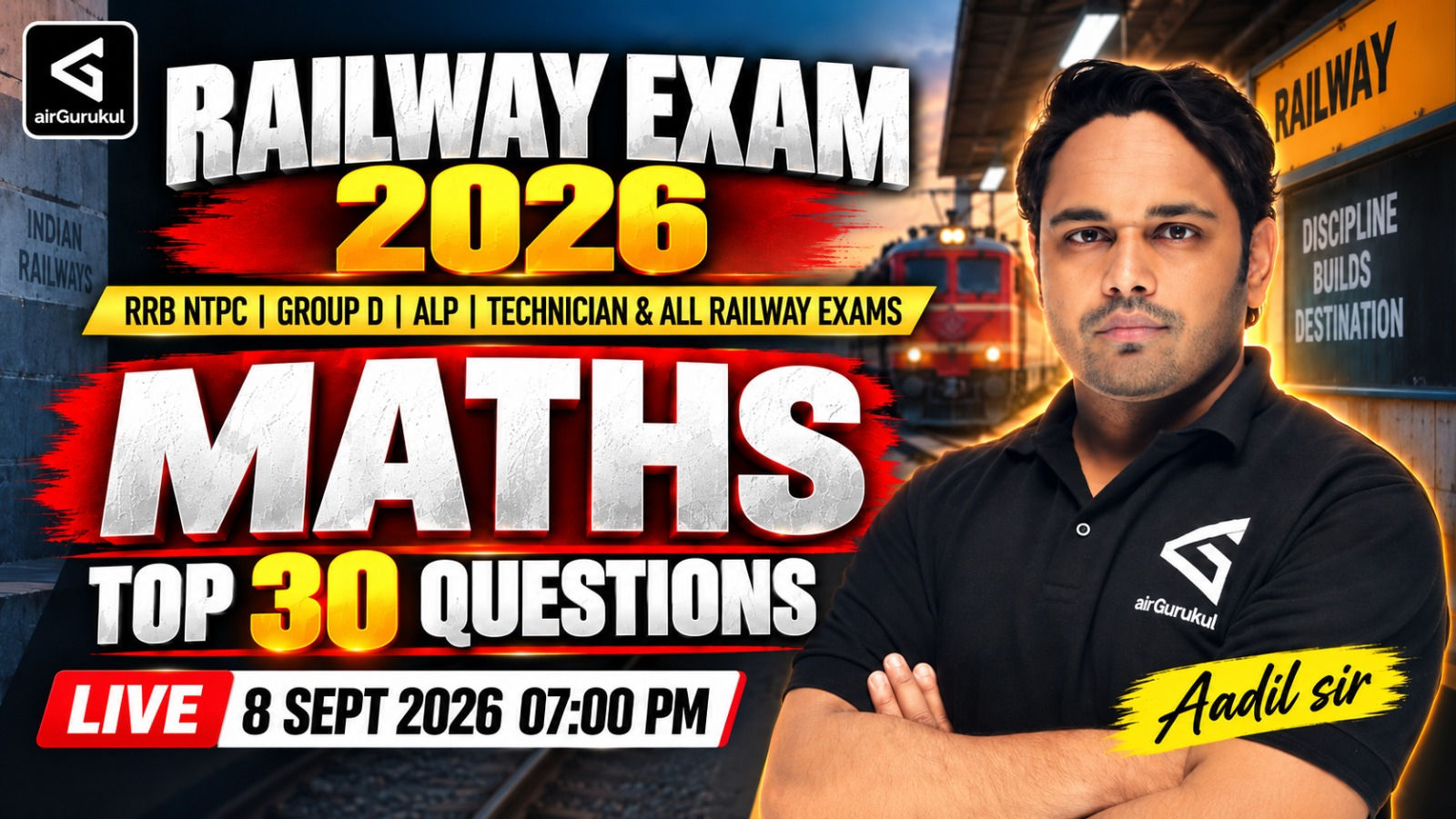 Railway Exam 2026 | Maths Top 30 Questions | RRB NTPC, Group D, ALP & Technician | Aadil Sir #rrb – airGurukul