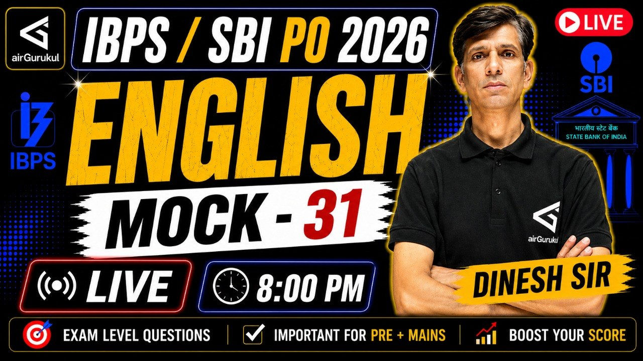 All Banking Exams | IBPS PO | SBI PO 2026 | English | Mock - 31 | Most Expected Questions – airGurukul