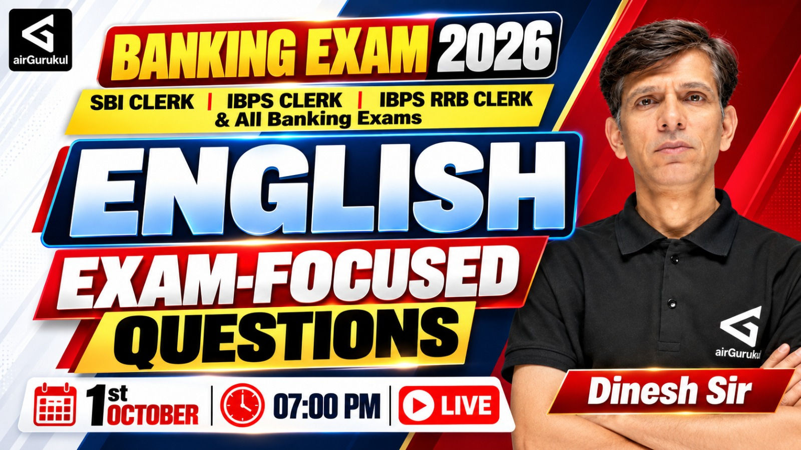 Banking English 2026 | Exam-Focused Questions | SBI Clerk, IBPS Clerk & RRB Clerk | Dinesh Sir – airGurukul