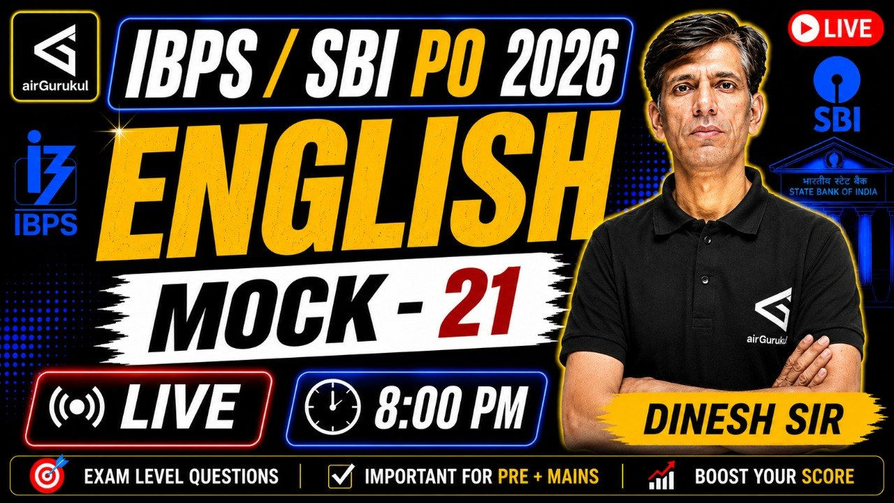 All Banking Exams | IBPS PO | SBI PO 2026 | English | Mock - 21 | Most Expected Questions – airGurukul