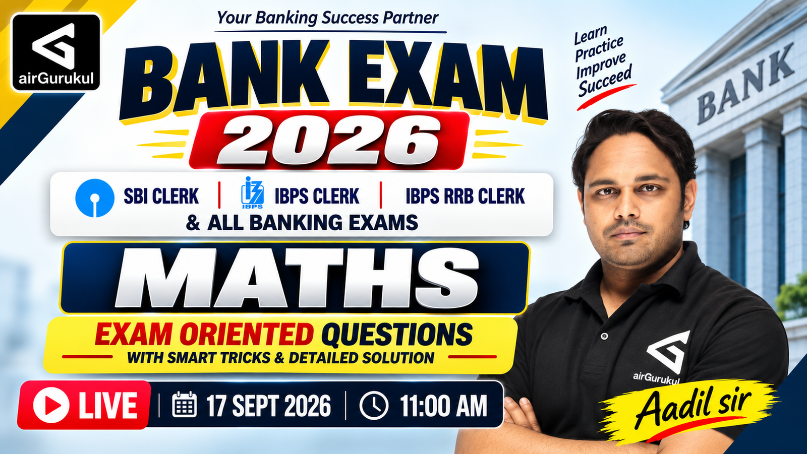 BANK EXAM 2026 | MATHS | Exam Oriented Questions | Aadil Sir | SBI Clerk, IBPS Clerk & RRB Clerk – airGurukul